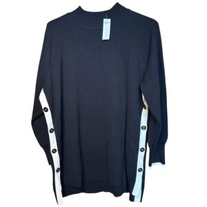 NWT! Chico's Mock Neck Sweater Side Button Detail Black White Size XXL 20 (4)